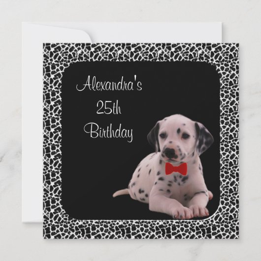 25e Verjaardag Dalmation & Dierenprint Frame Kaart (Voorkant)