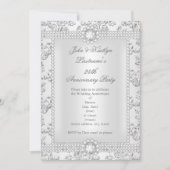 25e verjaardag Diamanten Roos Damast Zilver lang Kaart (Voorkant)