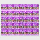 25e verjaardag drie foto's paarse zus cadeaupapier (Vlak)