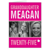 25e verjaardag drie foto's roze kleindochter (Voorkant)