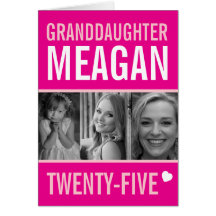 25e verjaardag drie foto's roze kleindochter