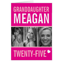 25e verjaardag drie foto's roze kleindochter