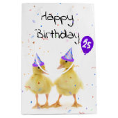 25e verjaardag Eenden met ballon Medium Cadeauzakje (Voorkant)