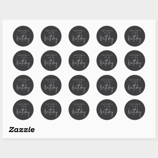 25e verjaardag eenvoudige minimalistische flat zwa ronde sticker (Vel)