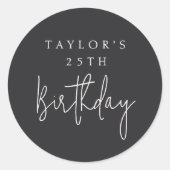 25e verjaardag eenvoudige minimalistische flat zwa ronde sticker (Voorkant)