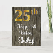 25e verjaardag: Elegant Faux Gold Kijk #, Faux Woo Kaart (Voorkant)