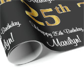 25e verjaardag: Elegant Luxe Faux Gold Look # Cadeaupapier (Rol Hoek)