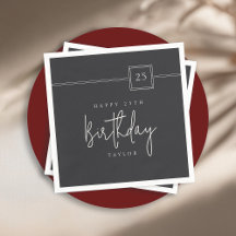 25e verjaardag Elegant minimalistisch plat zwart