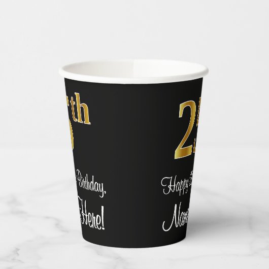 25e verjaardag - Elegante luxe Faux Gold look # Papieren Bekers (Links)
