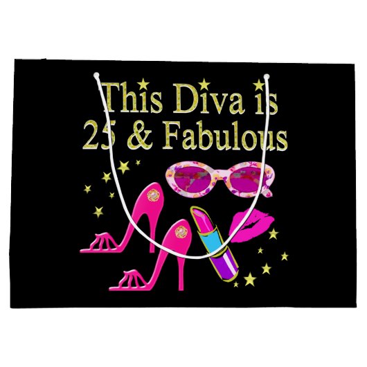 25E VERJAARDAG FABULOUS DIVA DESIGN GROOT CADEAUZAKJE (Achterkant)