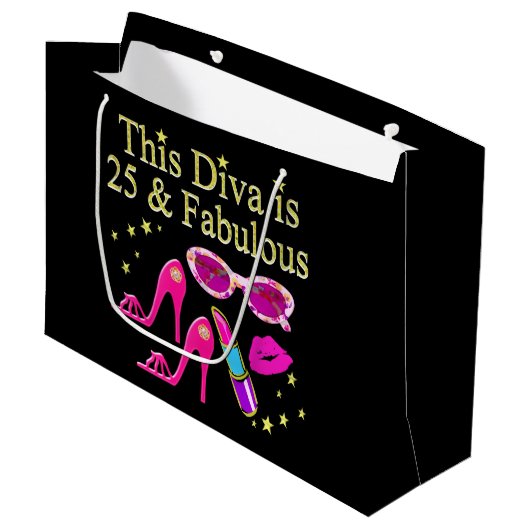 25E VERJAARDAG FABULOUS DIVA DESIGN GROOT CADEAUZAKJE (Voorkant Gekanteld)