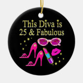 25E VERJAARDAG FABULOUS DIVA DESIGN KERAMISCH ORNAMENT (Voorkant)