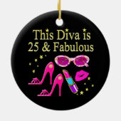 25E VERJAARDAG FABULOUS DIVA DESIGN KERAMISCH ORNAMENT (Achterkant)