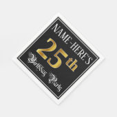 25e verjaardag — Fancy script, Faux Gold look Servet (Hoek)