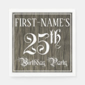 25e verjaardag — Fancy script, kijk op hout Servet (Voorkant)