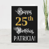 25e verjaardag — Fantasie schrift; Nep gouden uitz Kaart (Voorkant)
