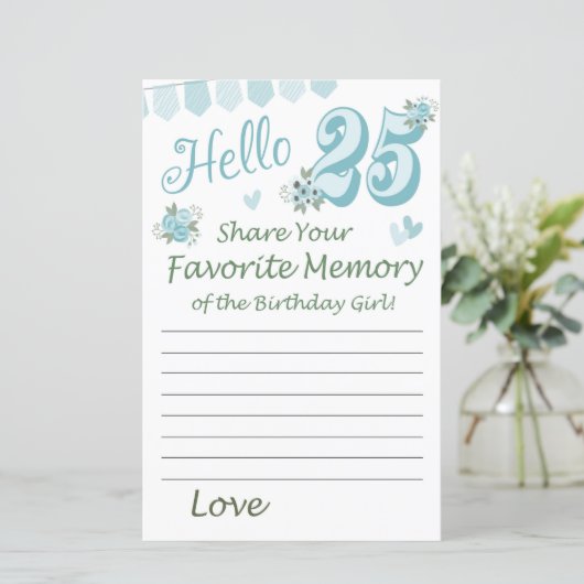 25e verjaardag Favoriete herinnering van de Birthd (Staand voorkant)