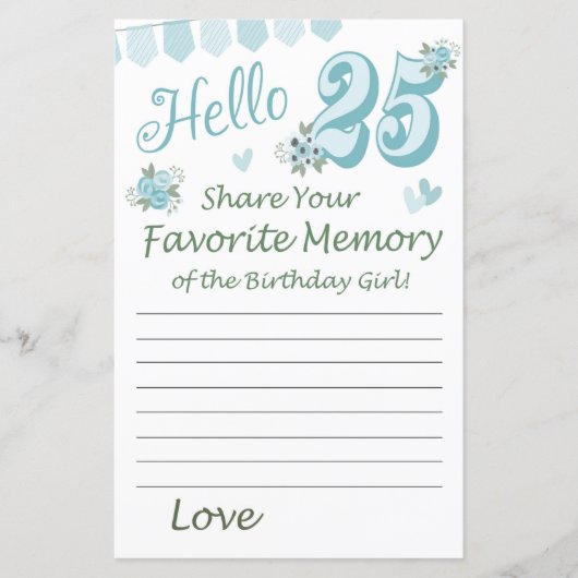 25e verjaardag Favoriete herinnering van de Birthd (Voorkant)