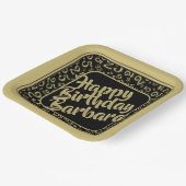 25e verjaardag feestnummer patroon zwart goud papieren bordje (Gebogen)