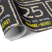 25e verjaardag: Floral Flowers Number, Custom Name Cadeaupapier (Rol Hoek)
