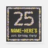 25e verjaardag: Floral Flowers Number, Custom Name Servet (Voorkant)