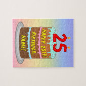 25e verjaardag: Fun Cake and Candles + Custom Name Legpuzzel (Horizontaal)
