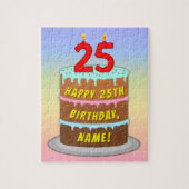 25e verjaardag: Fun Cake and Candles + Custom Name Legpuzzel (Verticaal)