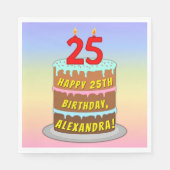 25e verjaardag: Fun Cake and Candles + Custom Name Servet (Voorkant)
