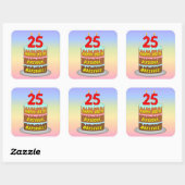 25e verjaardag: Fun Cake and Candles + Custom Name Vierkante Sticker (Vel)