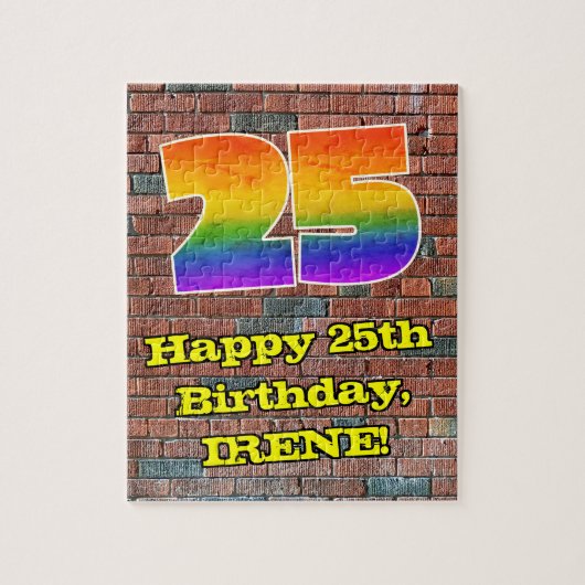 25e verjaardag: Fun Graffiti-geïnspireerde regenbo Legpuzzel (Verticaal)