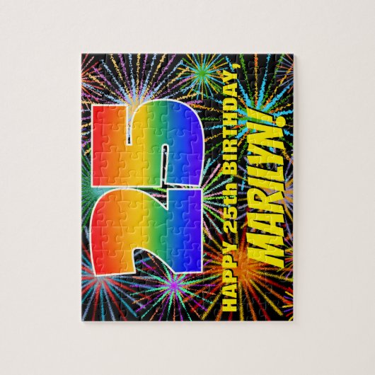 25e verjaardag: Fun, kleurrijk gevuurwerk Legpuzzel (Verticaal)