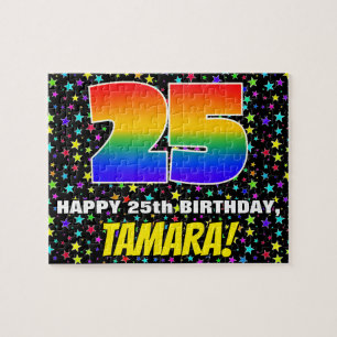 25e verjaardag — Fun, kleurrijk Star Field Pattern Legpuzzel