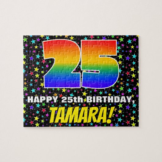 25e verjaardag — Fun, kleurrijk Star Field Pattern Legpuzzel (Horizontaal)