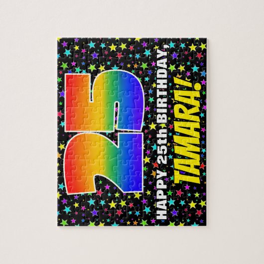 25e verjaardag — Fun, kleurrijk Star Field Pattern Legpuzzel (Verticaal)