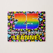 25e verjaardag — Fun, liefhebbende hartvormen + "2 Legpuzzel (Horizontaal)