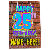 25e verjaardag: Fun, Urban Graffiti geïnspireerd K Medium Cadeauzakje (Voorkant)