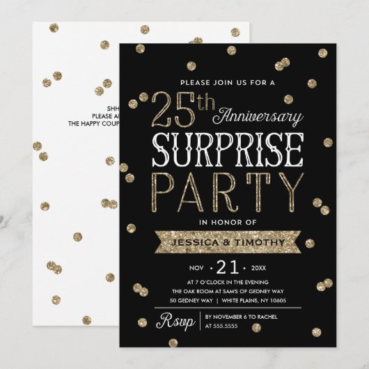 25e verjaardag Glitter Confetti Surprise Feest Kaart (Voorkant / Achterkant)