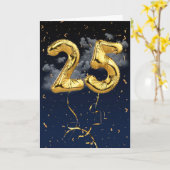 25e verjaardag Gold Mylar ballon en Confetti Card Kaart (Gele Bloem)