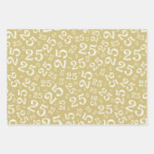 25e verjaardag Gold & White Number patroon 25 Inpakpapier Vel (Voorkant 2)