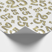 25e verjaardag Gold/White Random Number Pattern 25 Cadeaupapier (Hoek)