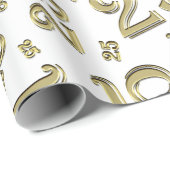 25e verjaardag Gold/White Random Number Pattern 25 Cadeaupapier (Rol Hoek)