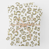 25e verjaardag Gold/White Random Number Pattern 25 Inpakpapier Vel (In situ)