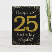 25e verjaardag Golden Glitter Kaart (Voorkant)