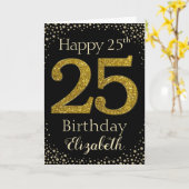 25e verjaardag Golden Glitter Kaart (Gele Bloem)