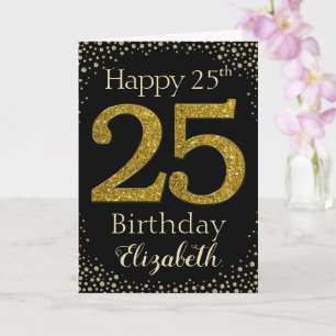 25e verjaardag Golden Glitter Kaart
