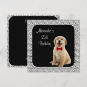 25e verjaardag Golden Retriever & Silver Lijst Kaart (Voorkant / Achterkant)