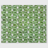 25e verjaardag Golf-ballen op gras-wappapier Cadeaupapier (Vlak)