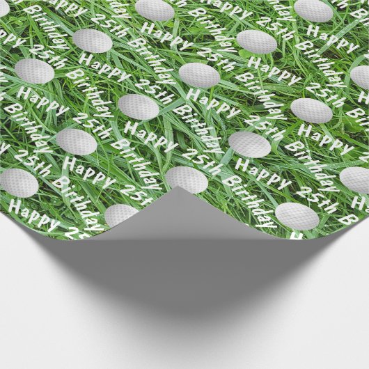 25e verjaardag Golf-ballen op gras-wappapier Cadeaupapier