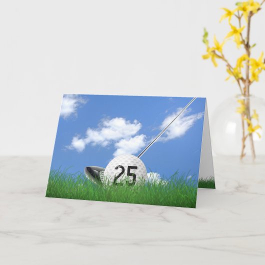 25e verjaardag golfbal in gras kaart (Gele Bloem)