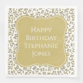 25e Verjaardag Goud/Witte Beugel Getal Patroon Servet (Voorkant)